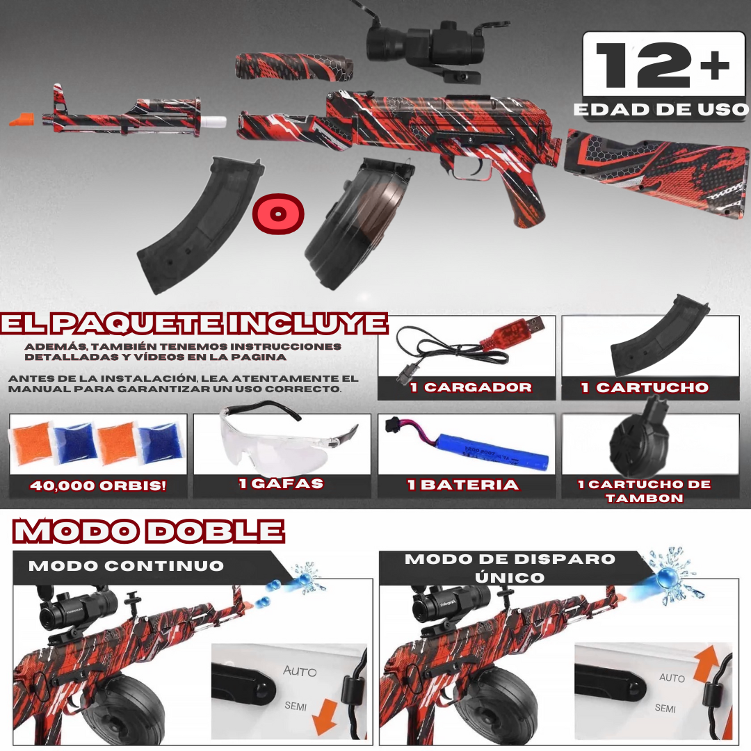 Pistola Bláster de Bolas de Gel M416 Manual y Automática de Modo Dual