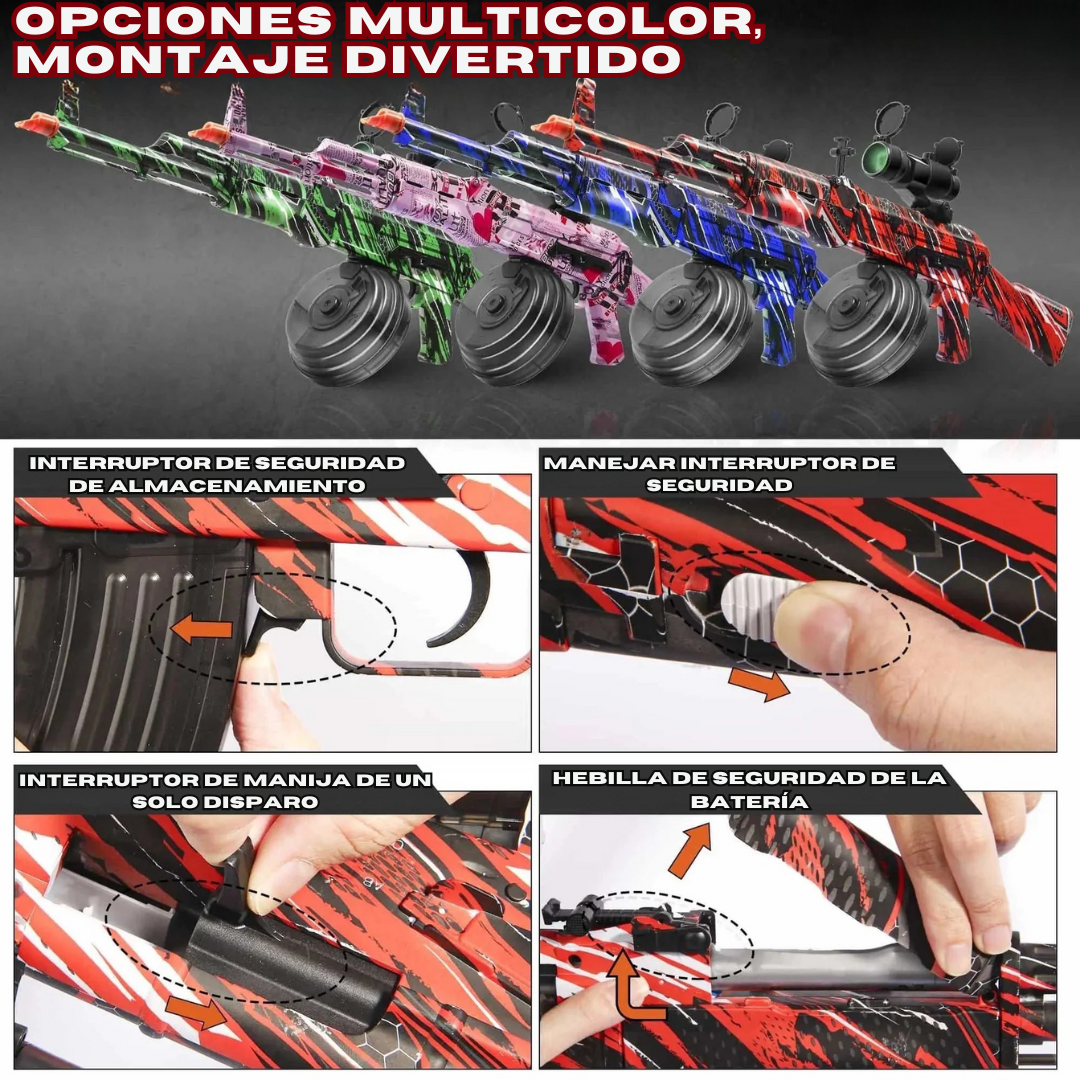Pistola Bláster de Bolas de Gel M416 Manual y Automática de Modo Dual